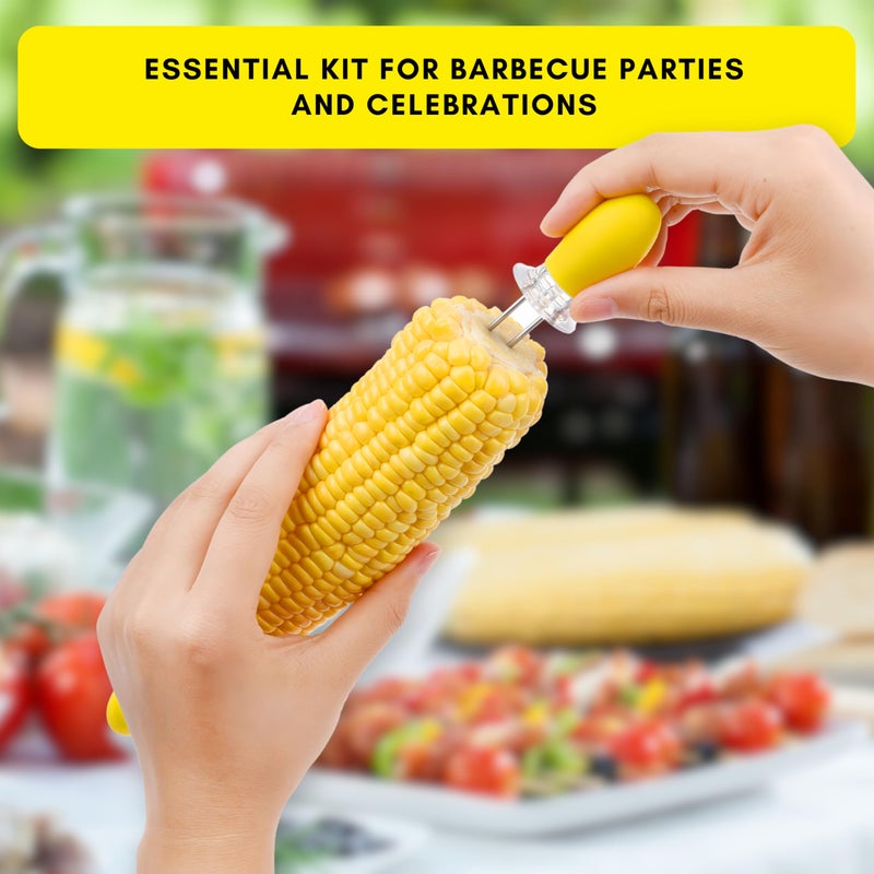 Kare Kind 8x Corn Holders, Stainless Steel Corn Cob Holders Corn on The Cob Holders Skewers, 1x Corn Cob Stripper, Corn Peeler for Corn on the Cob, Corn on the Cob Remover, Corn Skewers Kitchen Gadgets - Image 3